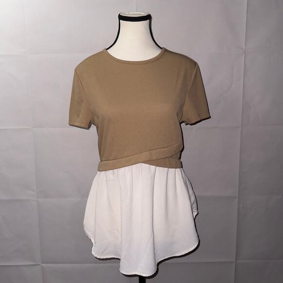 SHEIN Two Tone Peplum blouse women’s size large - Picture 1 of 6